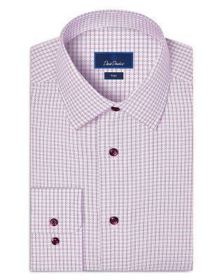 Trim Fit Textured Check Cotton Dress Shirt