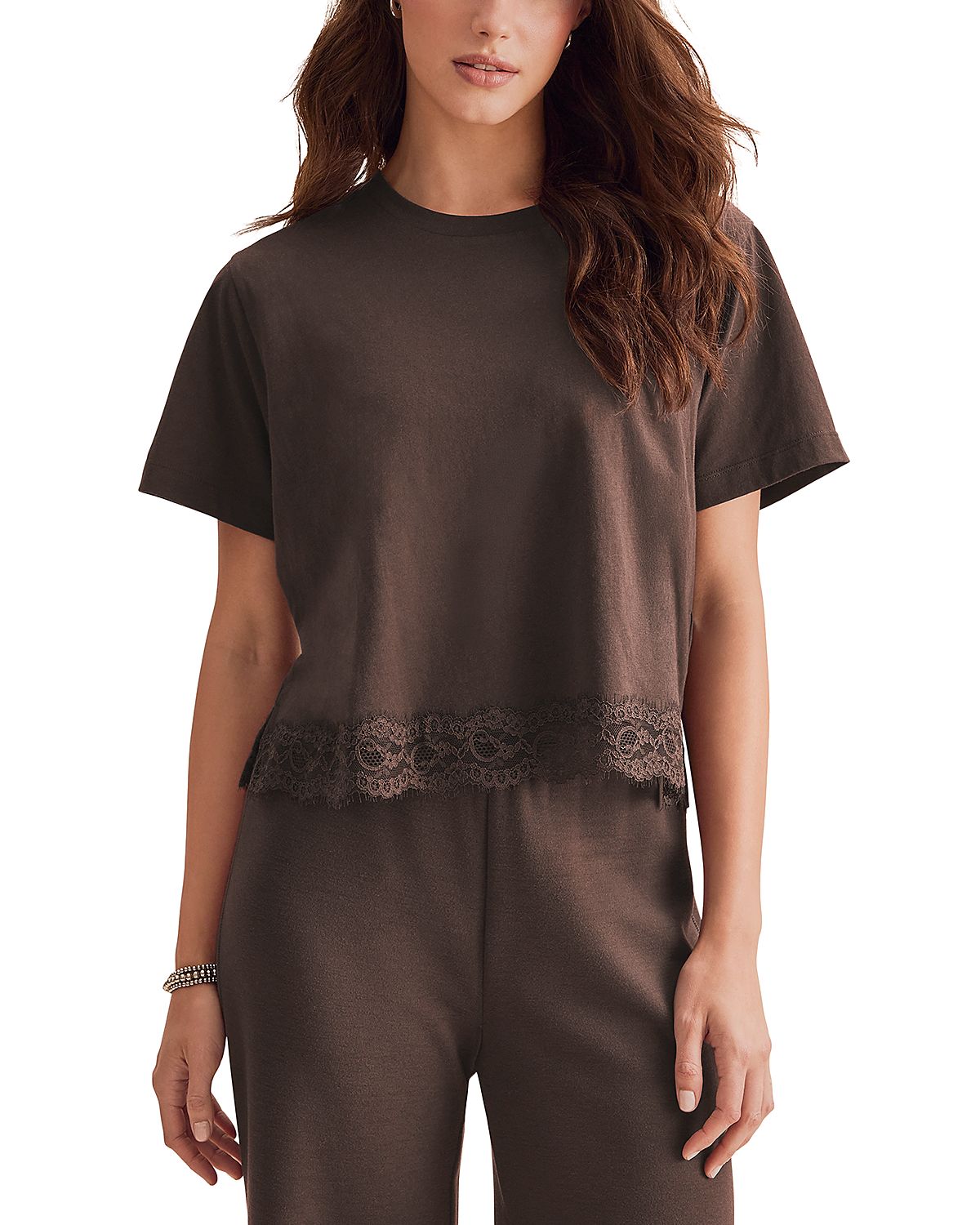 Splendid Lainey Lace Trim Short Sleeve Tee