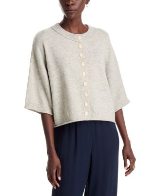 Romane Button Front Short Sleeve Sweater