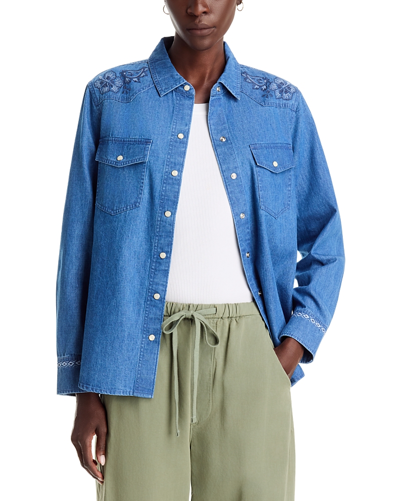 Tommy Bahama Bandana Bay Cotton Embroidered Indigo Denim Shirt