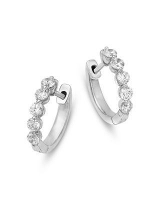 Diamond Hoop Earrings in 14K White Gold, 0.63 tcw