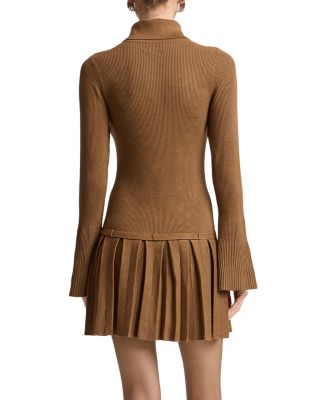 Belted Drop Waist Pleated Sweater Dress - thumbnail 10