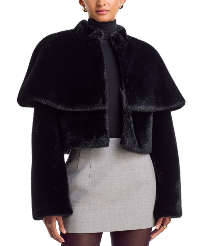 Et Ochs Vlad Faux Fur Cape Jacket in Black