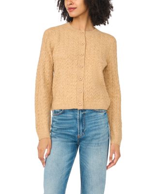 Crewneck Cable Knit Cardigan Sweater 