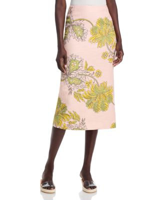 Pencil Plac&eacute;e Floral Skirt