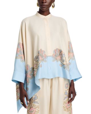 Silk Foulard Button Front Shirt