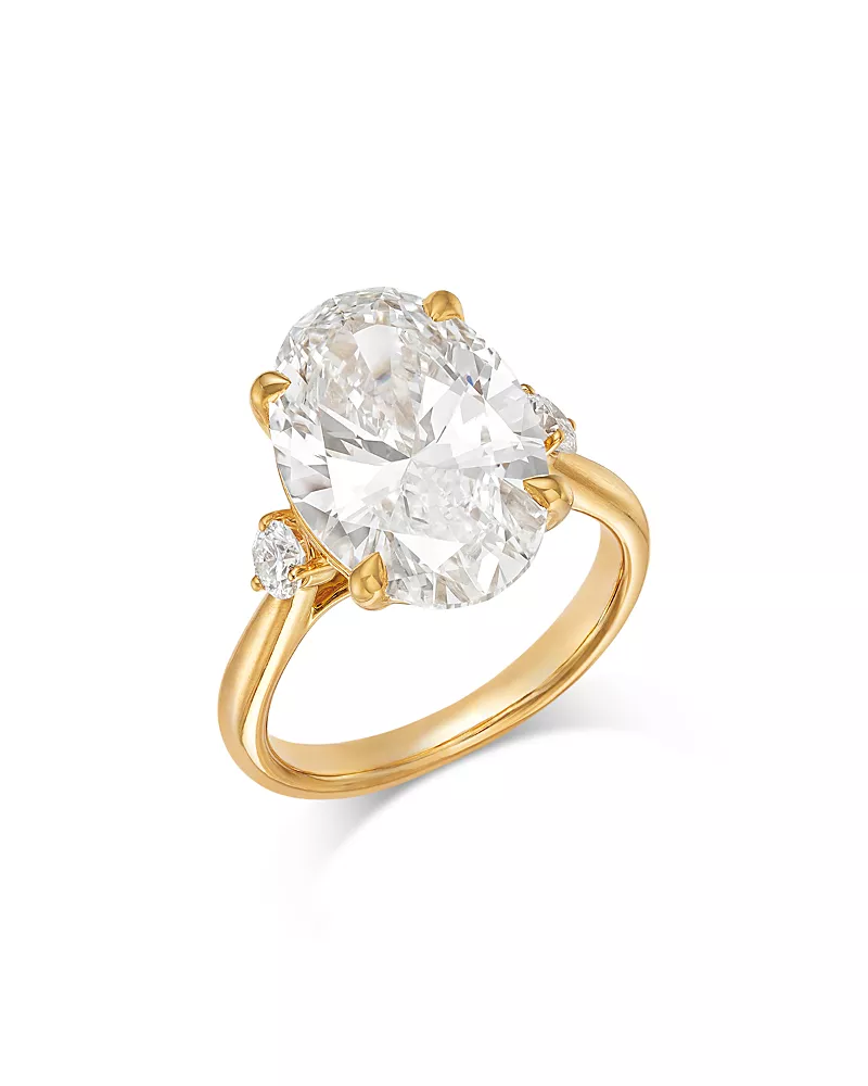 Bloomingdale's Fine Collection Luxe Collection Certified Lab Grown Diamond Oval Claw Prong Engagement Ring in 18K Yellow Gold, 6.25 tcw