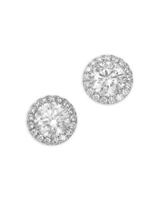Luxe Collection Certified Lab Grown Diamond Halo Stud Earrings in 14K White Gold, 4.0 tcw