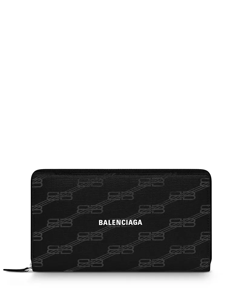 Balenciaga Signature Continental Wallet Bb Monogram Coated Canvas