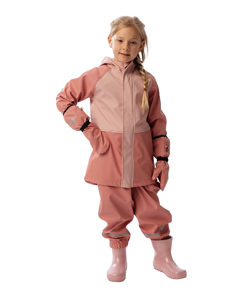 Deux par Deux Girls' Waterproof Color Block Full-Zip Rain Jacket - Little Kid