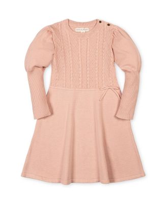  Girls' Organic Long Sleeve Cable Bodice Sweater Dress - Little Kid, Big Kid