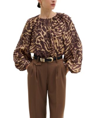 Malina Sophie Button Detail Gathered Blouse