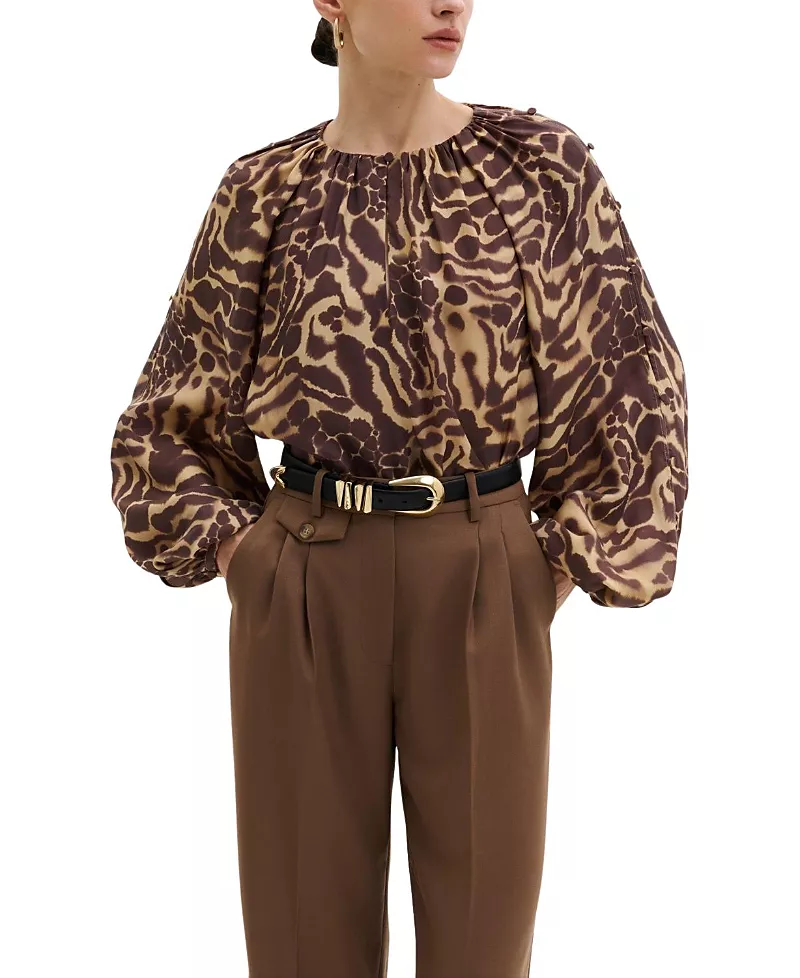 Malina Sophie Button Detail Gathered Blouse