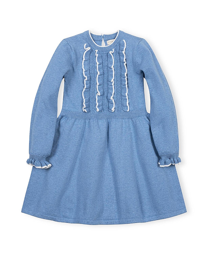 Hope & Henry Girls' Organic Ruffle Bodice Sweater Dress - Little Kid, Big Kid