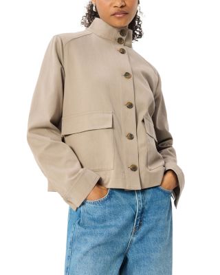 Funnel Neck Button Front Jacket