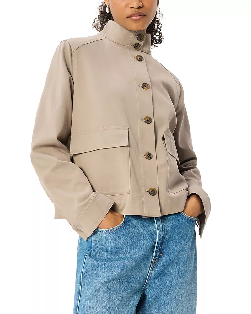 Whistles Funnel Neck Button Front Jacket