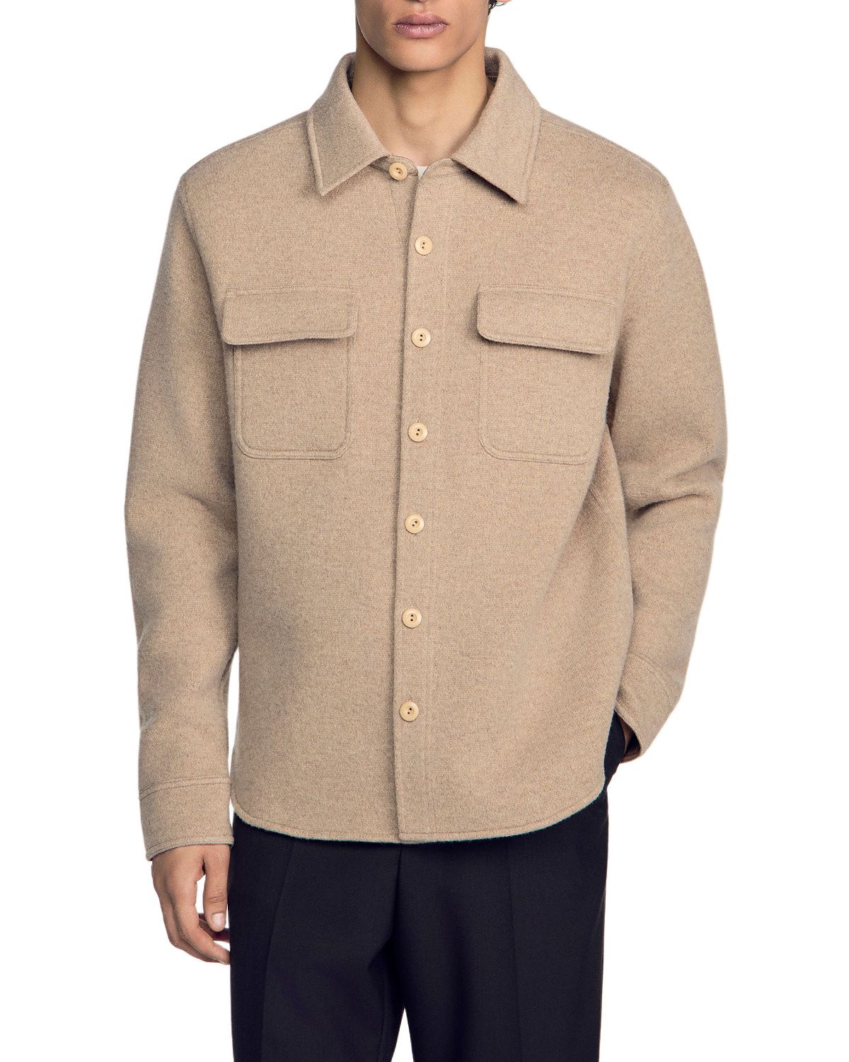 Sandro Felted Wool Pocket Shirt
