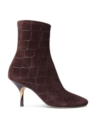 Women's Les Bottines Collant Embossed Suede High Heel Ankle Boots