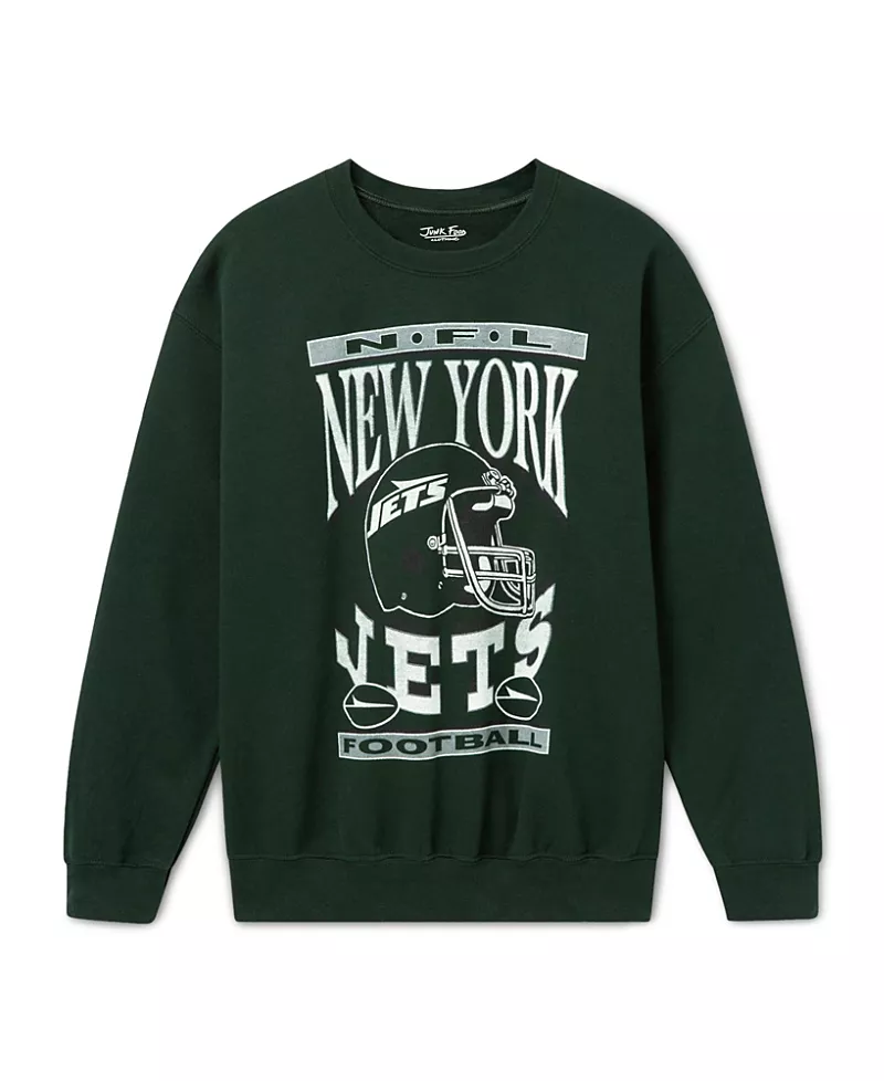 Junk Food Clothing Unisex New York Jets Helmet Flea Market Crew Fleece