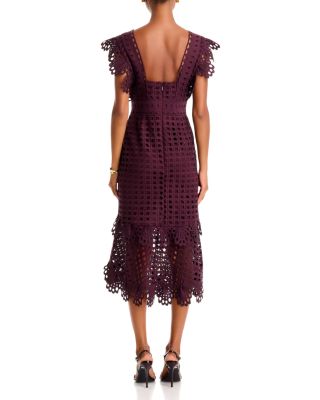 V Neck Lace Midi Dress - Exclusive - thumbnail 4