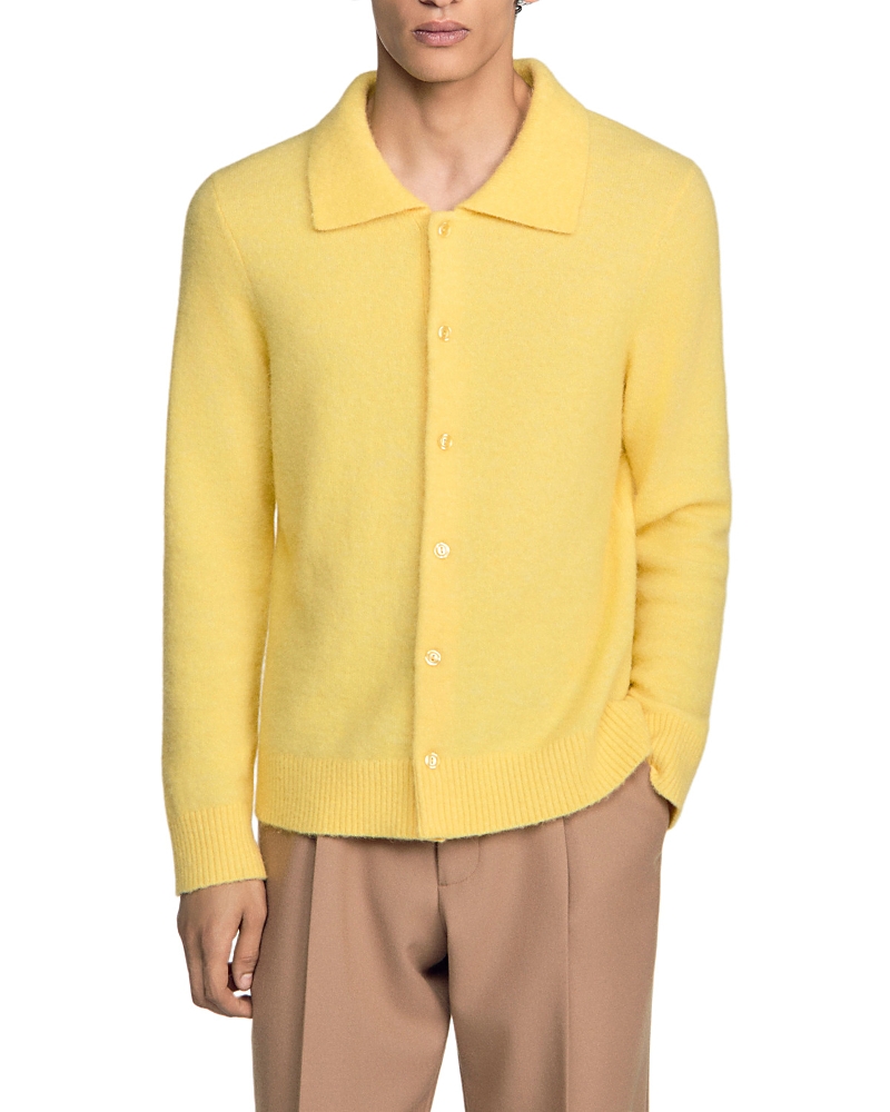 Sandro Bold Collar Button Down Cardigan Sweater