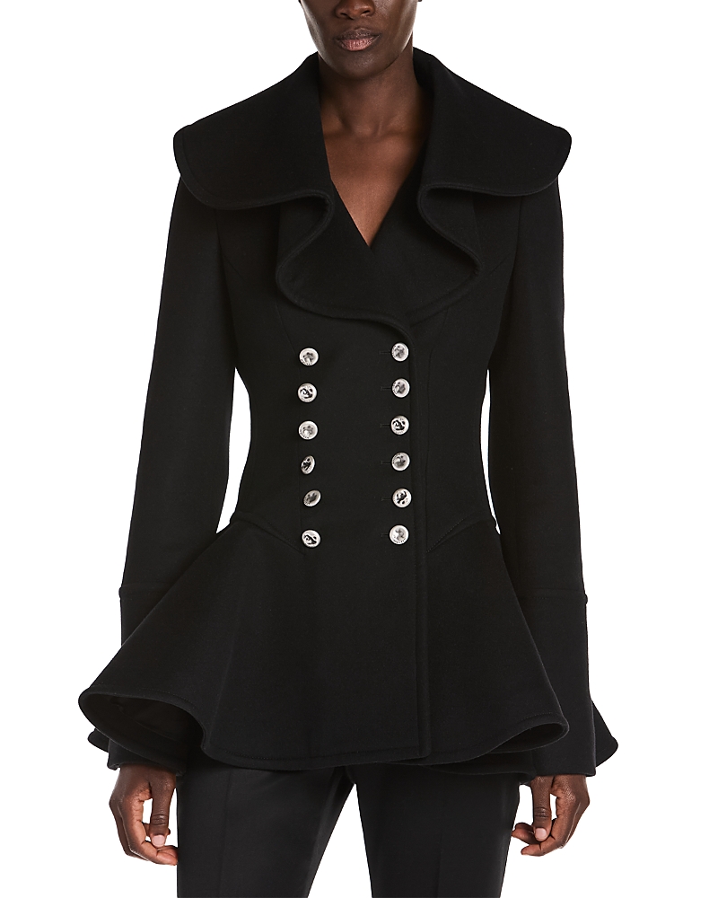 McQueen Double Breasted Flared Wool Coat