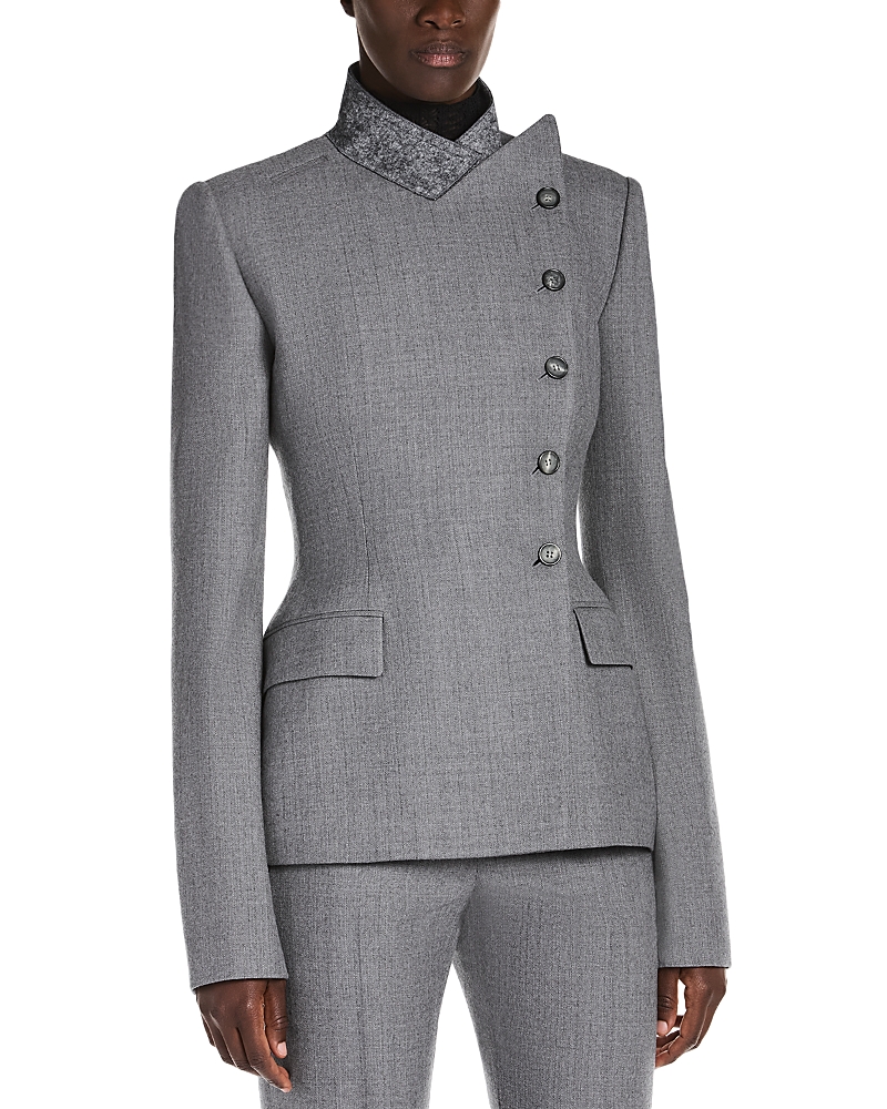 McQueen Wool Pinstripe Button Front Jacket