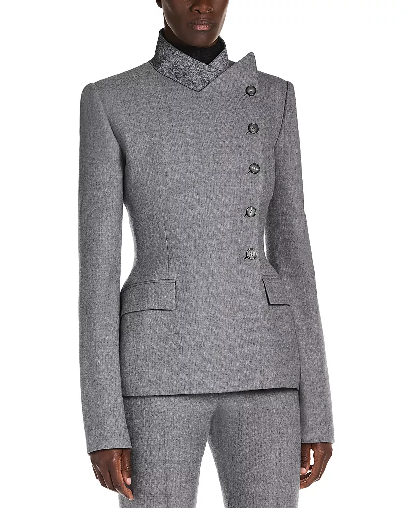 McQueen Wool Pinstripe Button Front Jacket