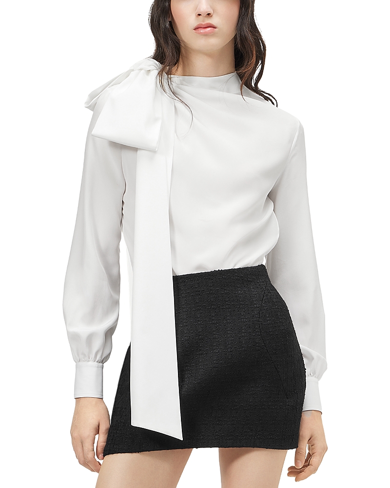 McQueen Asymmetric Tie Neck Silk Shirt
