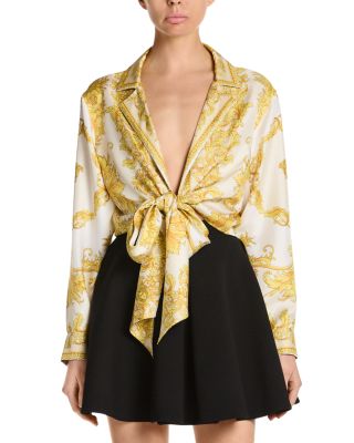 Silk Twill Plunging Neck Top