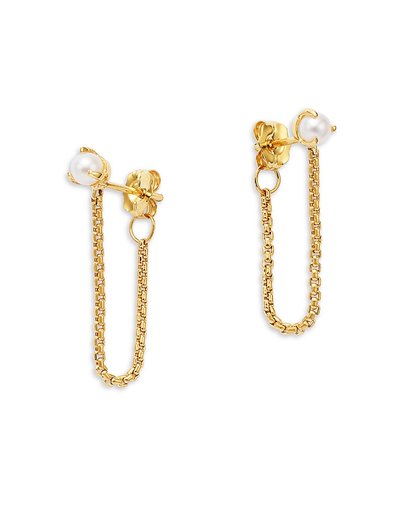 Zoe Chicco 14K Yellow Gold Natural Pearl Chain Stud Earrings