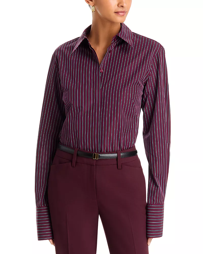 Lafayette 148 New York Cotton Fitted Drop Shoulder Shirt