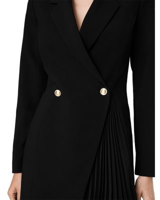 Azra Twill Pleated Tuxedo Dress - thumbnail 4