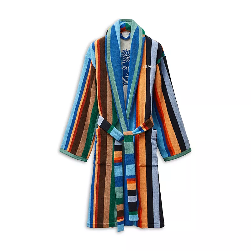 Versace Striped Terry Medusa Robe