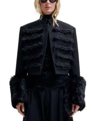 Napoleon Wool-Blend Faux Fur Trim Jacket