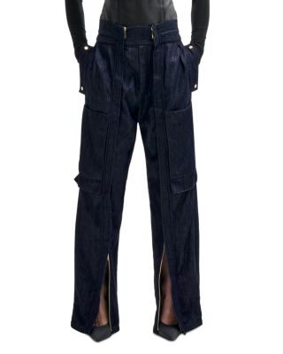 High Rise Zip Trim Cargo Pants