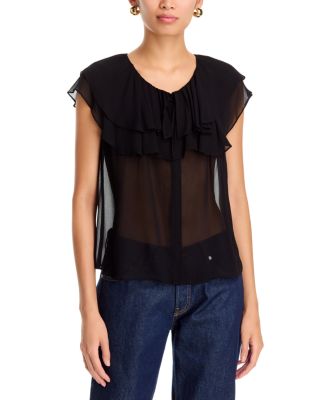 Paige Lucia Sheer Ruffled Blouse