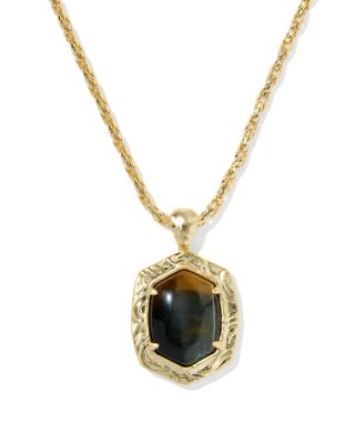 Daphne Tiger Stripe Frame Stone Pendant Necklace, 30-32"