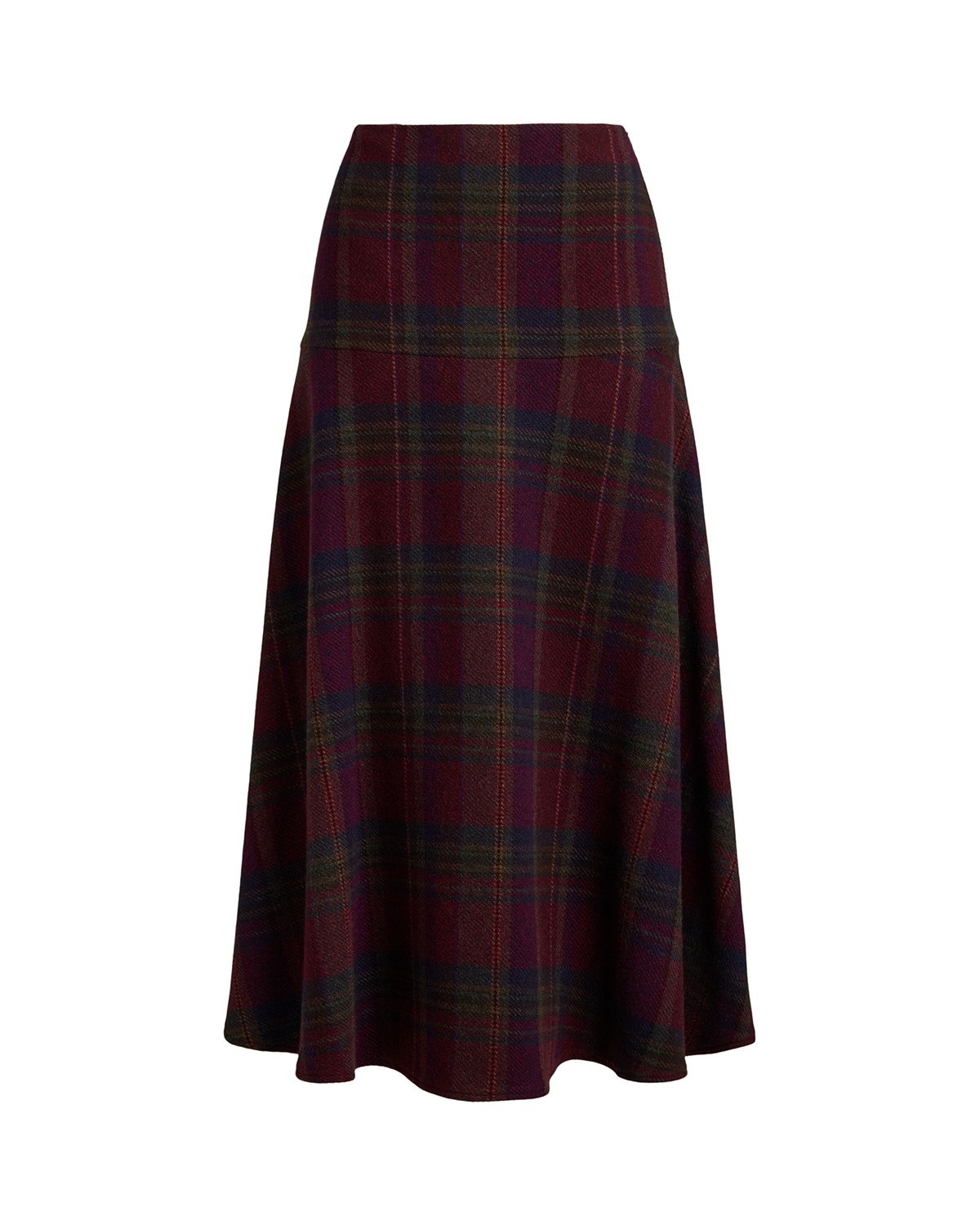 Plaid Tweed Fitted Yoke Skirt
