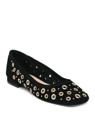 Cinq a Sept Women's Ivy Mixed Hardware Suede Ballet Flats