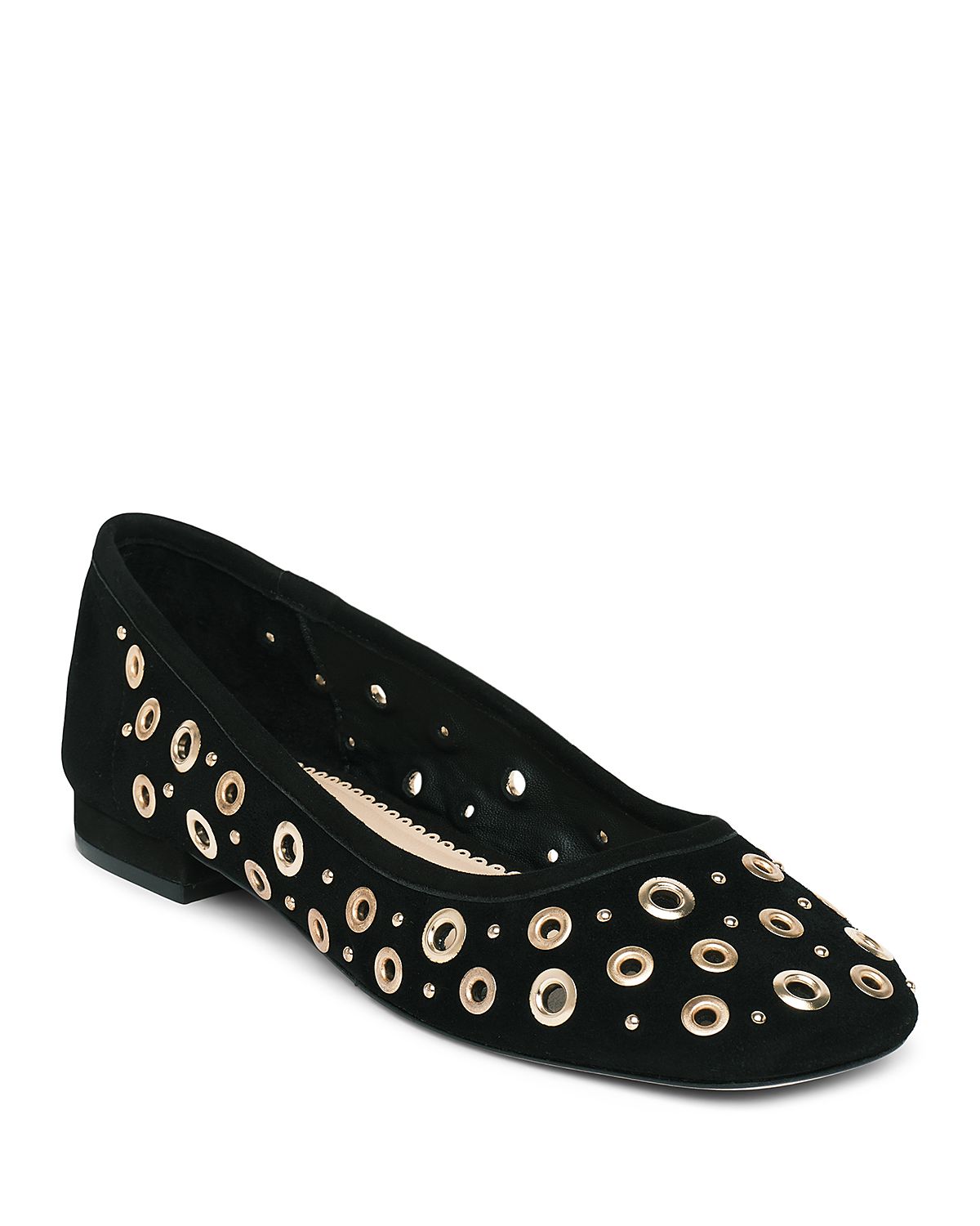 Cinq a Sept Women's Ivy Mixed Hardware Suede Ballet Flats