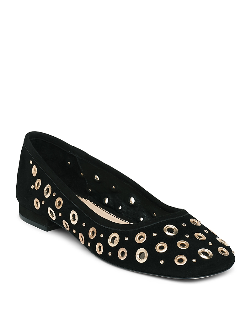 Cinq a Sept Women's Ivy Mixed Hardware Suede Ballet Flats