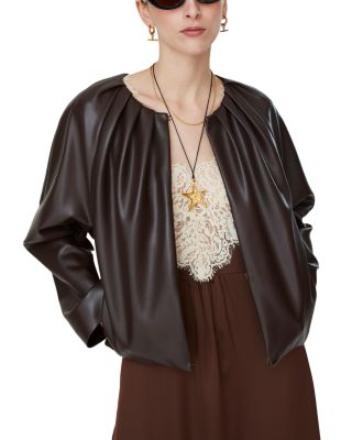 Ruched Faux Leather Jacket