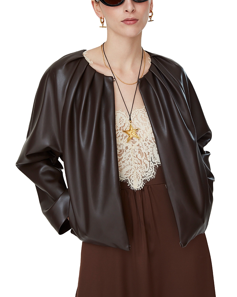 Jovonna London Ruched Faux Leather Jacket