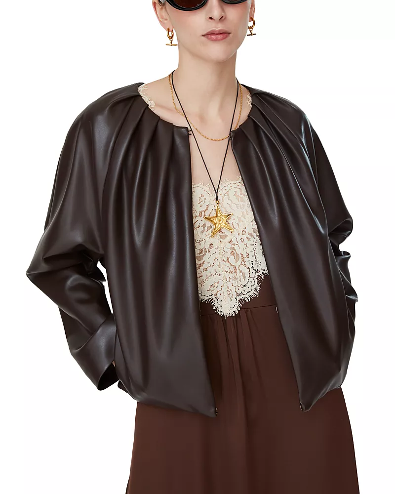 Jovonna London Ruched Faux Leather Jacket