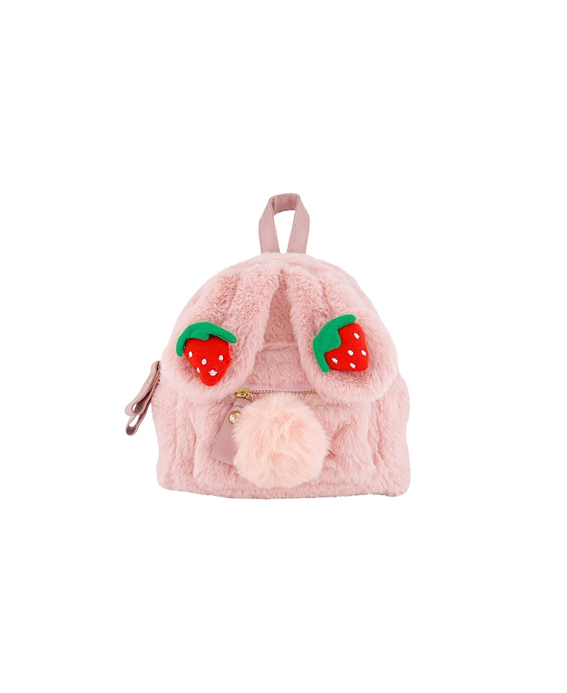 Deux par Deux Girls' Bunny Strawberry Detail Zipper Bag - Big Kid