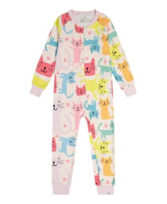  Girls' Cat Organic Cotton Front Zipper One Piece Pajama - Little Kid