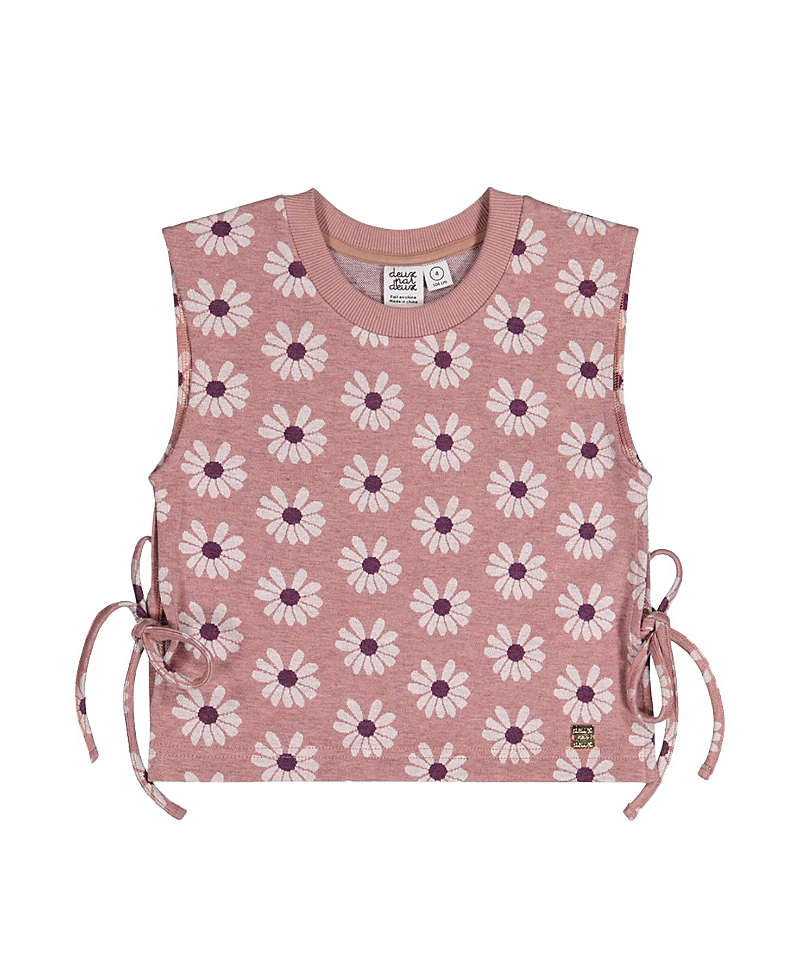 Deux par Deux Girls' Floral Jacquard Button Front Vest - Little Kid