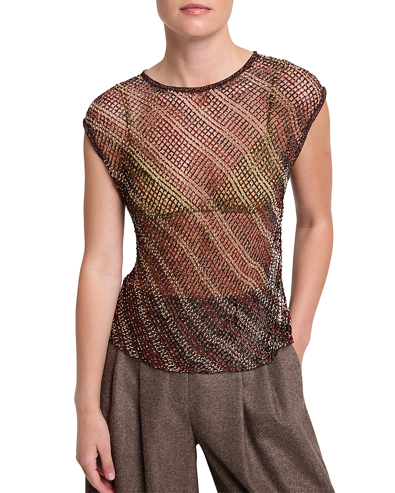 Twp Beaded Net Mesh Top
