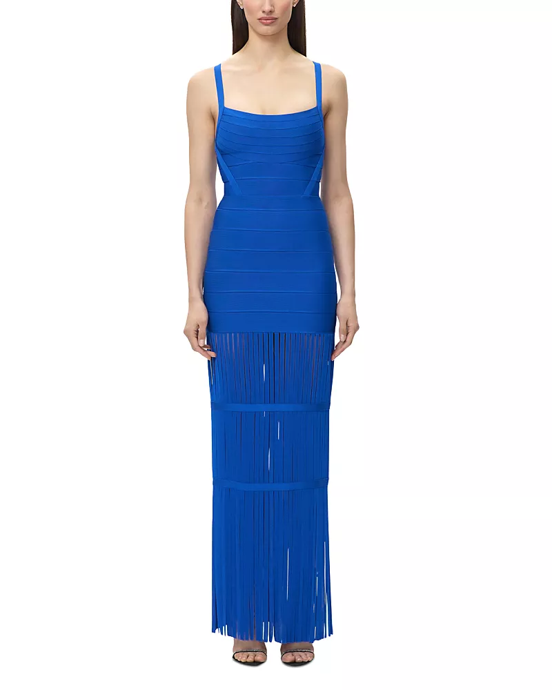 Herve Leger The Kelsey Fringe Hem Gown